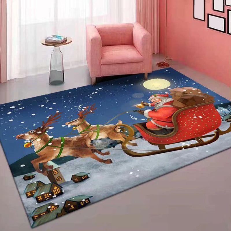 Trendy Christmas Pattern Carpet Polyester Indoor Rug Non-Slip Backing Rug for Living Room