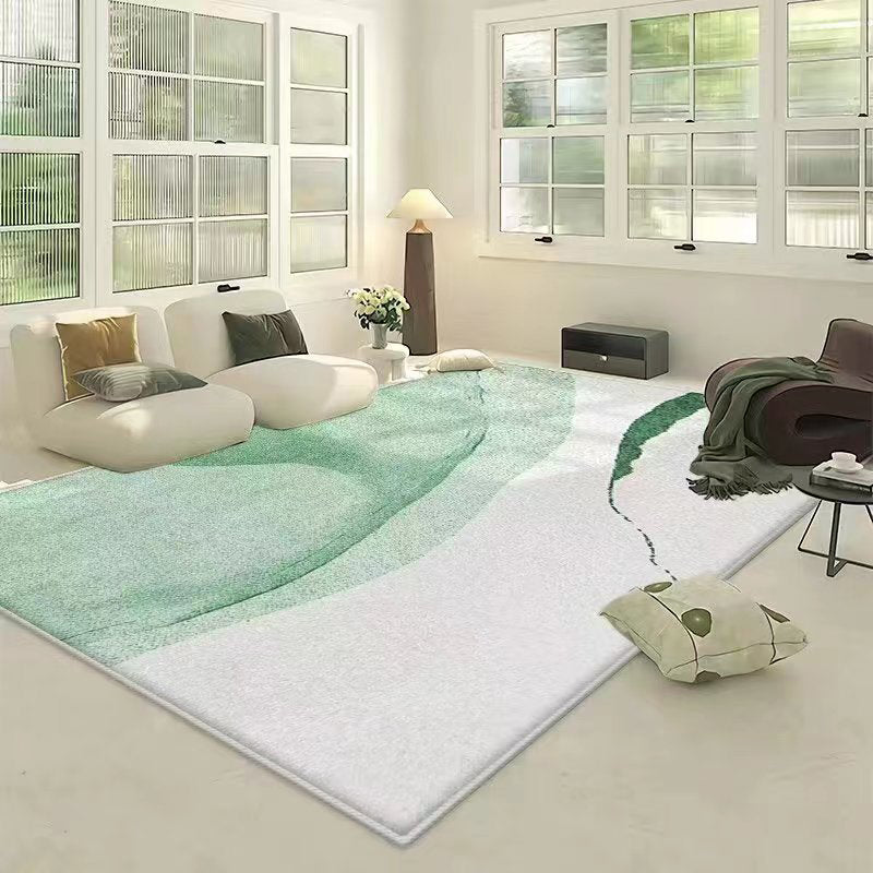 Green Modern Rug Polyester Color Piece Area Rug Stain Resistant Rug for Sitting Room
