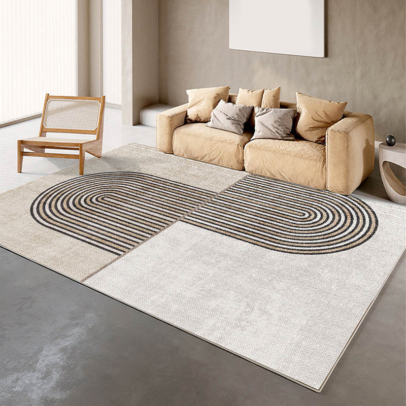Light Grey Casual Rug Polyester Striped Indoor Rug Washable Rug for Home Decor