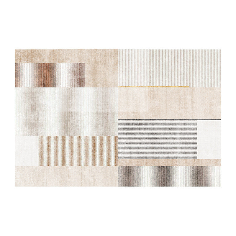 Light Grey Casual Rug Polyester Striped Indoor Rug Washable Rug for Home Decor