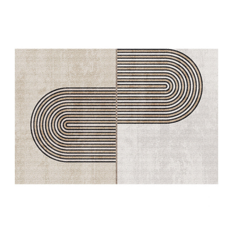 Light Grey Casual Rug Polyester Striped Indoor Rug Washable Rug for Home Decor