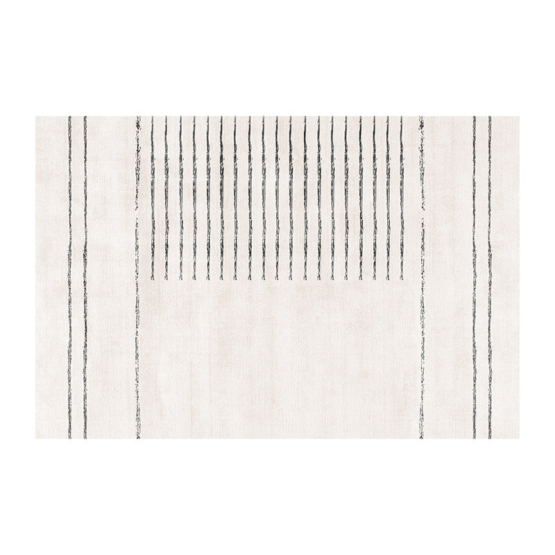 Light Grey Casual Rug Polyester Striped Indoor Rug Washable Rug for Home Decor
