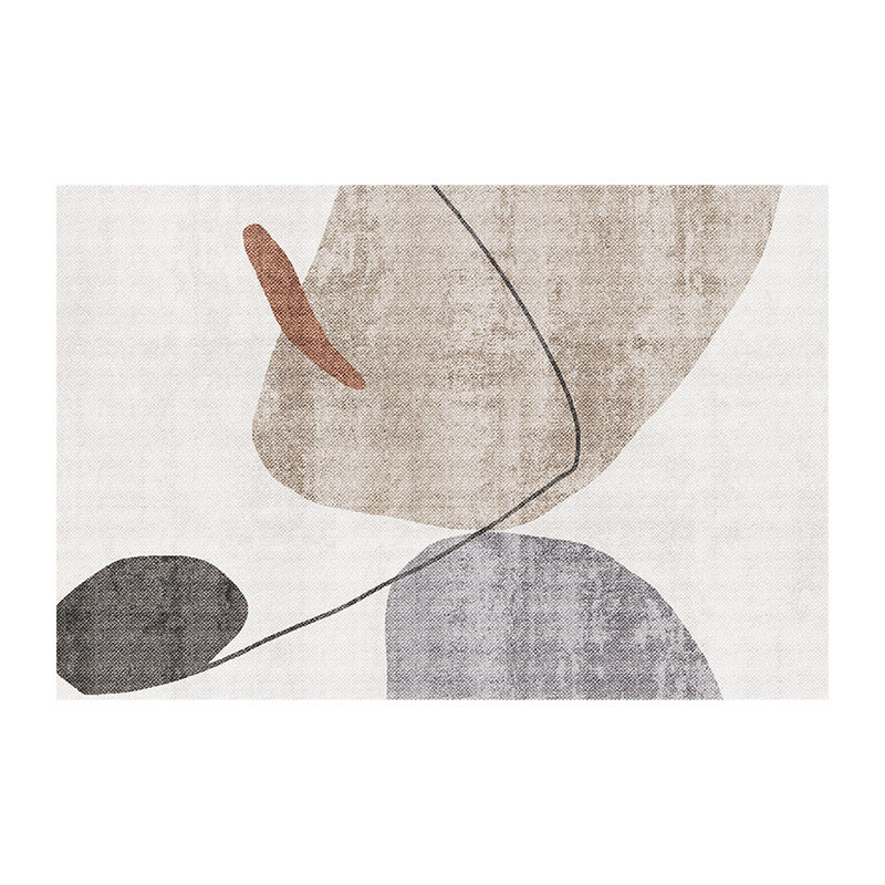 Light Grey Casual Rug Polyester Striped Indoor Rug Washable Rug for Home Decor