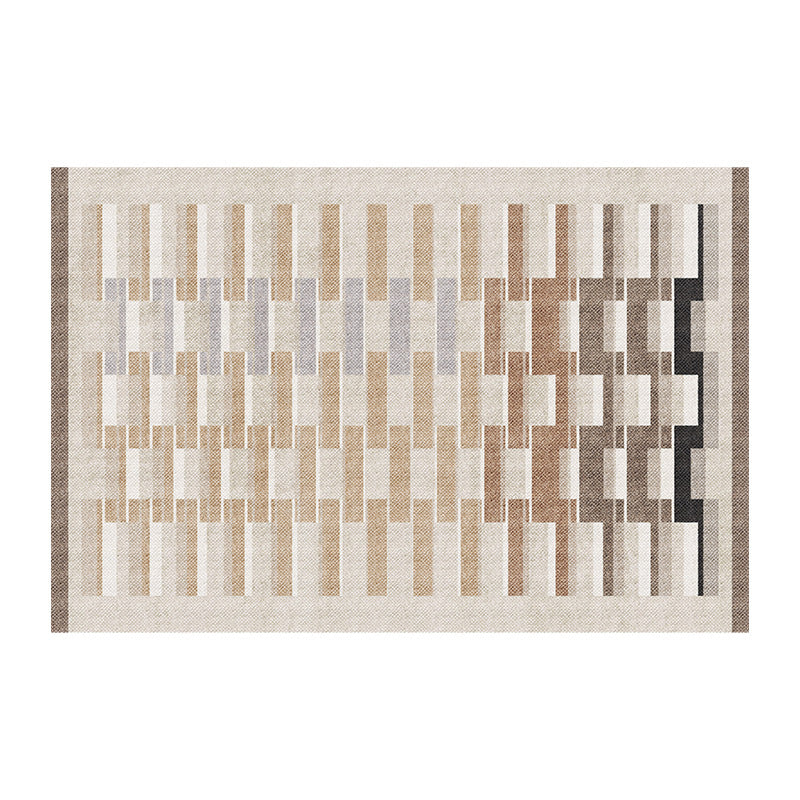 Light Grey Casual Rug Polyester Striped Indoor Rug Washable Rug for Home Decor