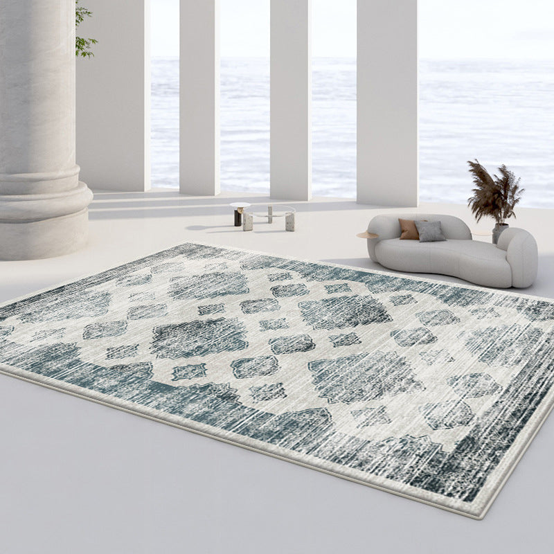 Light Gray Retro Rug Polyester Graphic Indoor Rug Washable Rug for Sitting Room
