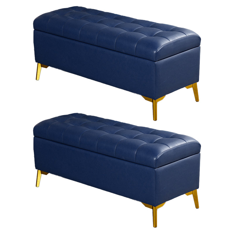 Glam Pouf Ottoman PU Leather Upholstered Solid Color Tufted Square Ottoman with Storage