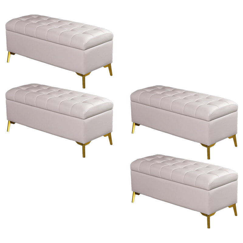 Glam Pouf Ottoman PU Leather Upholstered Solid Color Tufted Square Ottoman with Storage