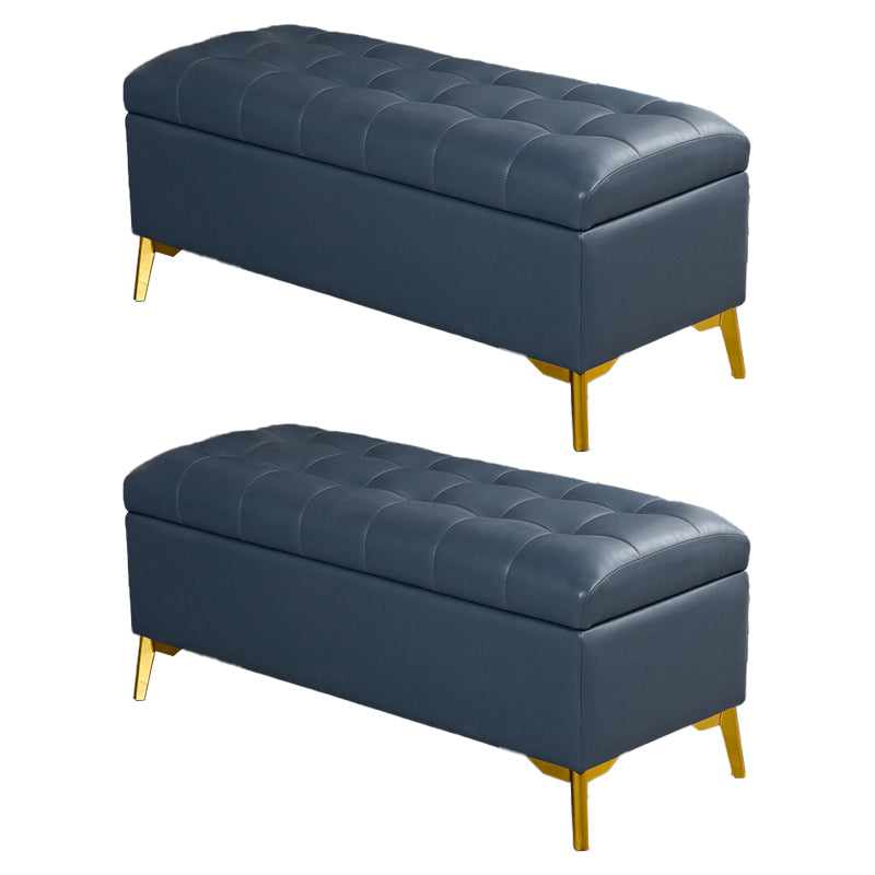 Glam Pouf Ottoman PU Leather Upholstered Solid Color Tufted Square Ottoman with Storage