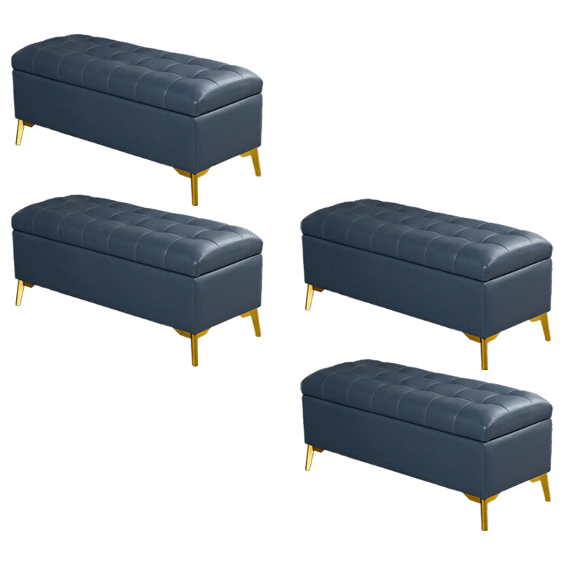 Glam Pouf Ottoman PU Leather Upholstered Solid Color Tufted Square Ottoman with Storage