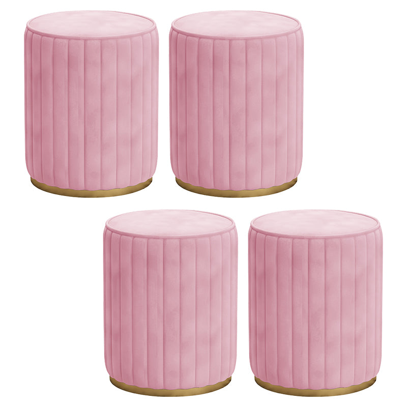 Gorgeous Round Ottoman Solid Color Stain Resistant Velvet Ottoman Stool
