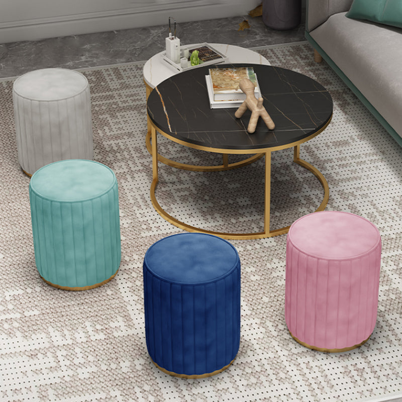 Gorgeous Round Ottoman Solid Color Stain Resistant Velvet Ottoman Stool