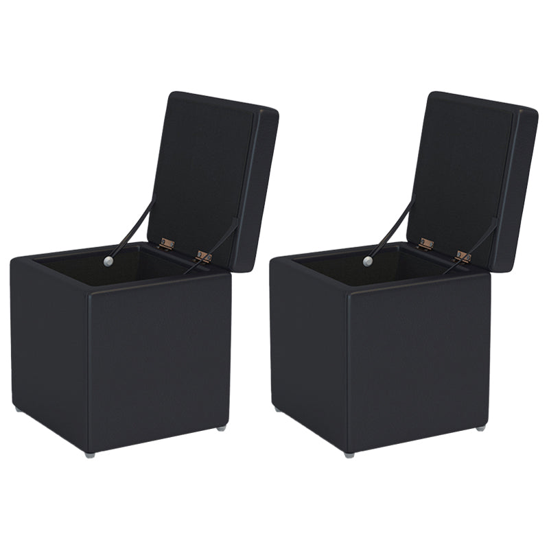 Tufted Mildew Resistant Ottoman Faux Leather Square Mid-Century Modern Cube Ottoman