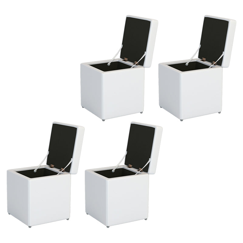 Tufted Mildew Resistant Ottoman Faux Leather Square Mid-Century Modern Cube Ottoman