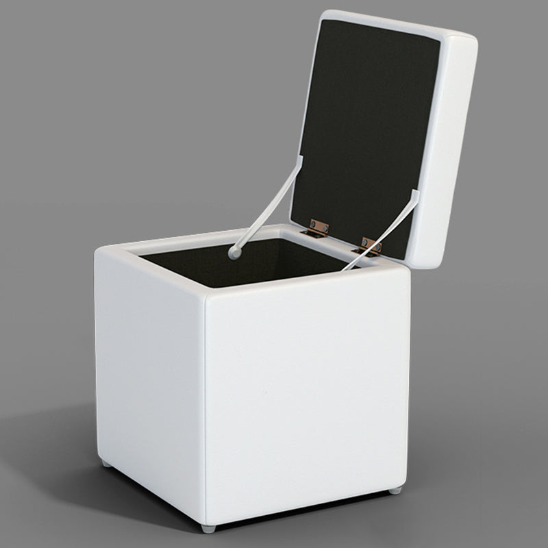 Tufted Mildew Resistant Ottoman Faux Leather Square Mid-Century Modern Cube Ottoman