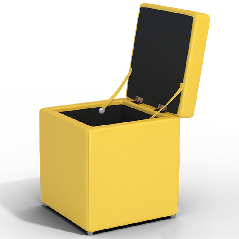 Tufted Mildew Resistant Ottoman Faux Leather Square Mid-Century Modern Cube Ottoman