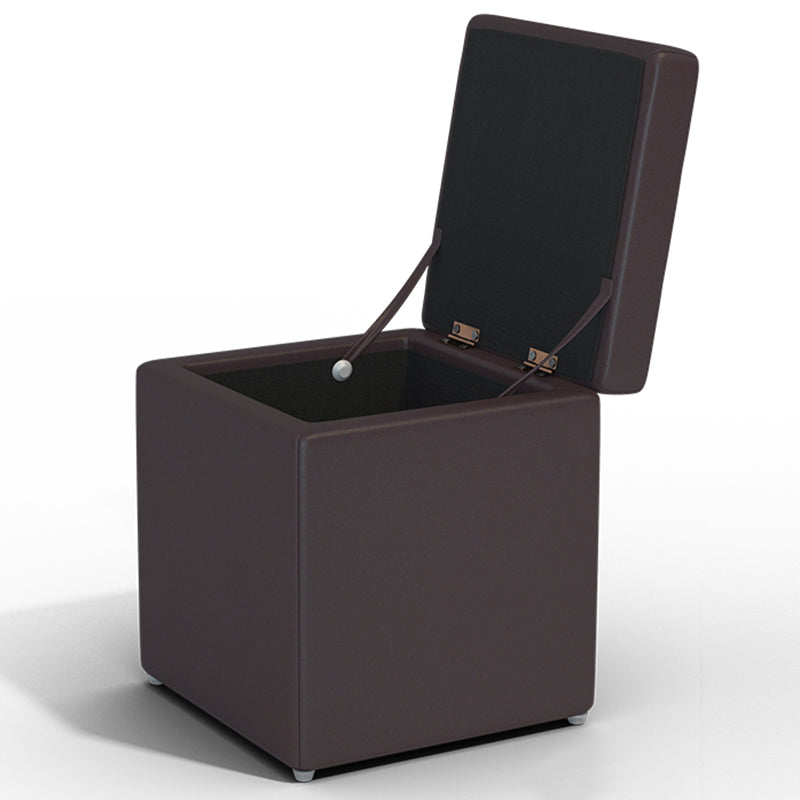 Tufted Mildew Resistant Ottoman Faux Leather Square Mid-Century Modern Cube Ottoman