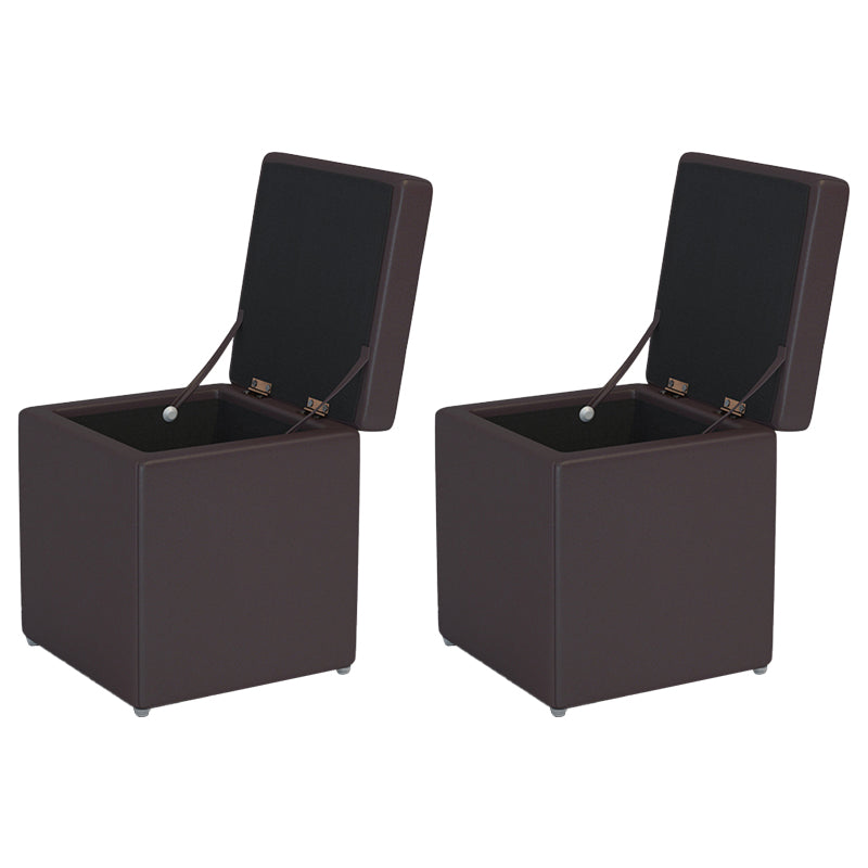 Tufted Mildew Resistant Ottoman Faux Leather Square Mid-Century Modern Cube Ottoman