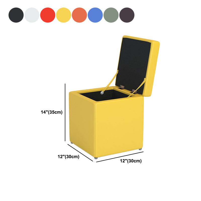 Tufted Mildew Resistant Ottoman Faux Leather Square Mid-Century Modern Cube Ottoman