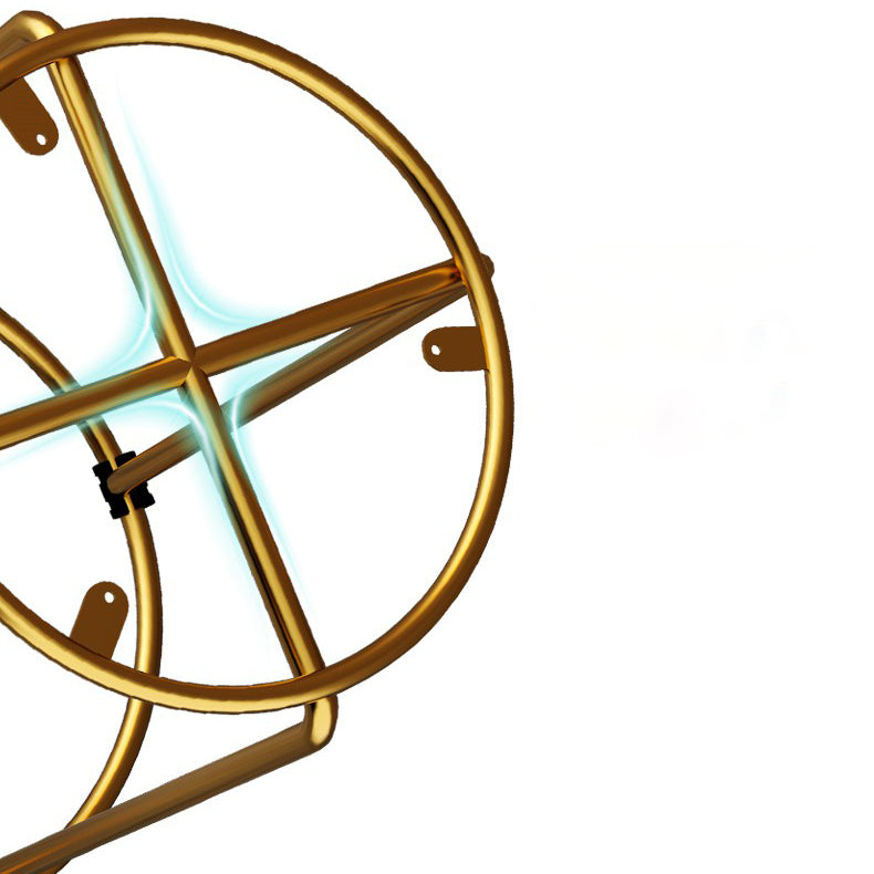 Contemporary Ottoman Fabric Upholstered Metal Frame Solid Color Round Ottoman