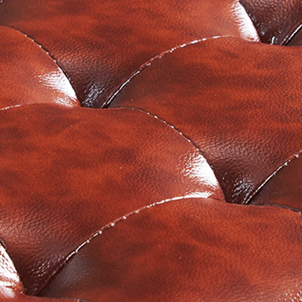 Contemporary Stain Resistant Standard Square Yellow Leather Pouf