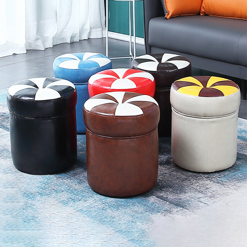 Water Resistant Round Standard Modern Color Lump Leather Ottoman