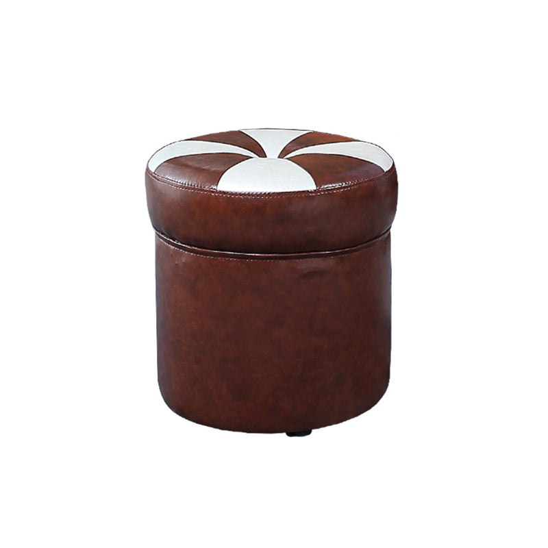 Water Resistant Round Standard Modern Color Lump Leather Ottoman