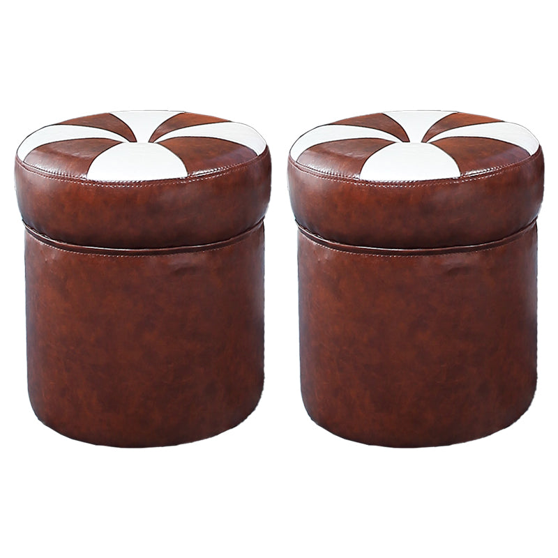 Water Resistant Round Standard Modern Color Lump Leather Ottoman