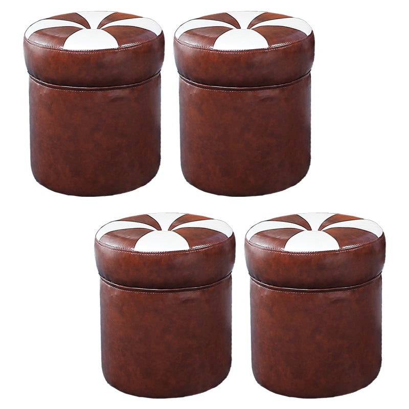 Water Resistant Round Standard Modern Color Lump Leather Ottoman