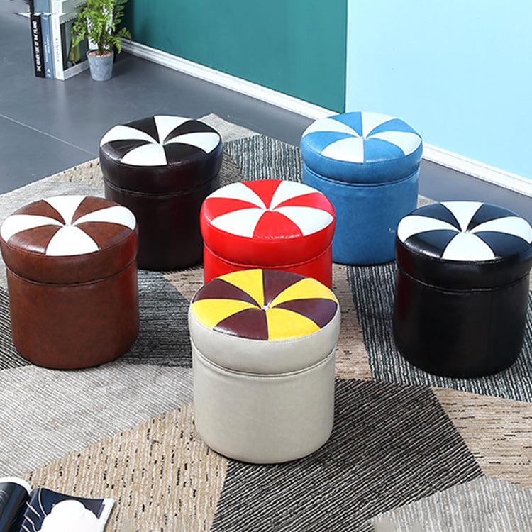 Water Resistant Round Standard Modern Color Lump Leather Ottoman