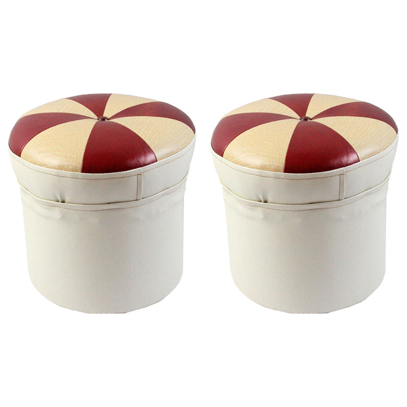 Water Resistant Round Standard Modern Color Lump Leather Ottoman