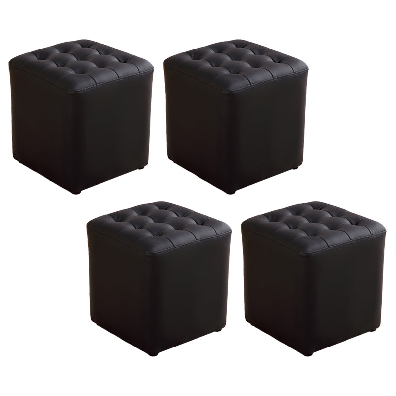 Tufted Ottoman Mid-Century Modern Genuine Leather Square Water Resistant Cube Ottoman