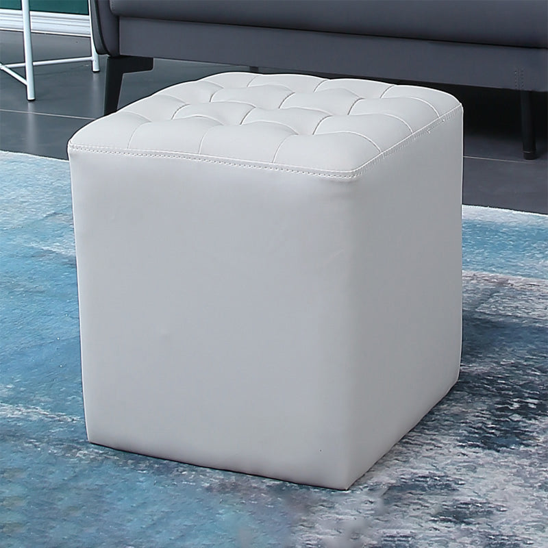 Tufted Ottoman Mid-Century Modern Genuine Leather Square Water Resistant Cube Ottoman