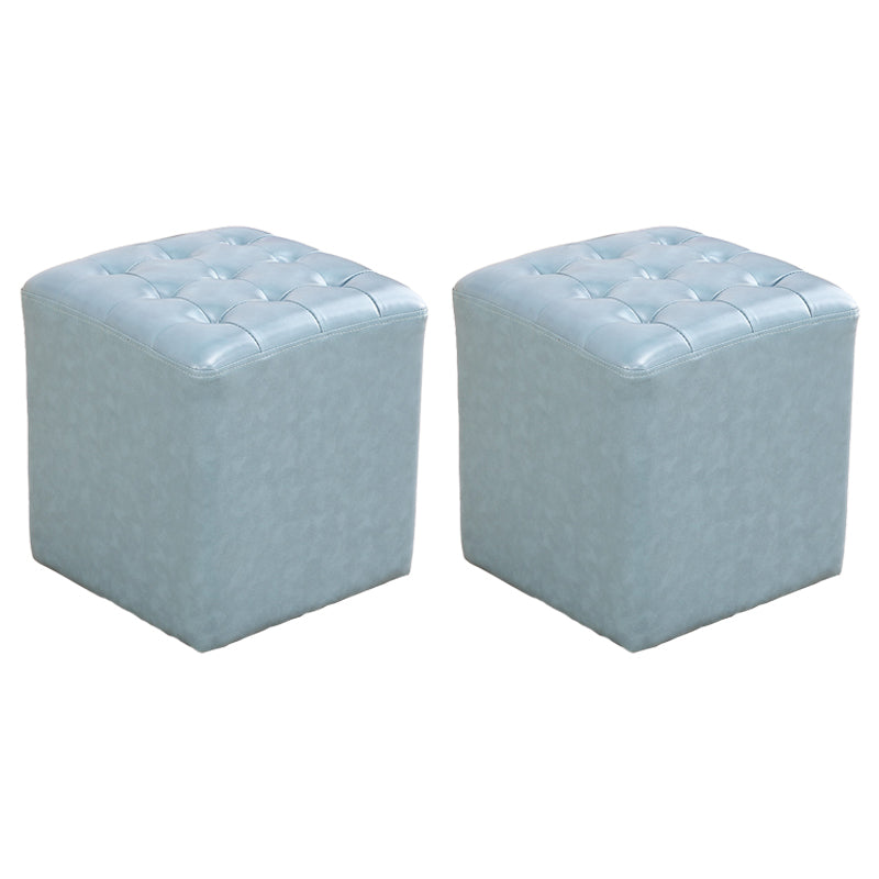 Tufted Ottoman Mid-Century Modern Genuine Leather Square Water Resistant Cube Ottoman