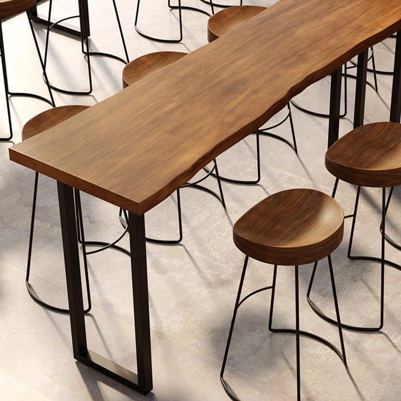 Rectangular Solid Wood Bar Table Set 1/4/7 Pieces Counter Table with High Stools