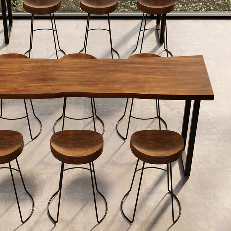 Rectangular Solid Wood Bar Table Set 1/4/7 Pieces Counter Table with High Stools