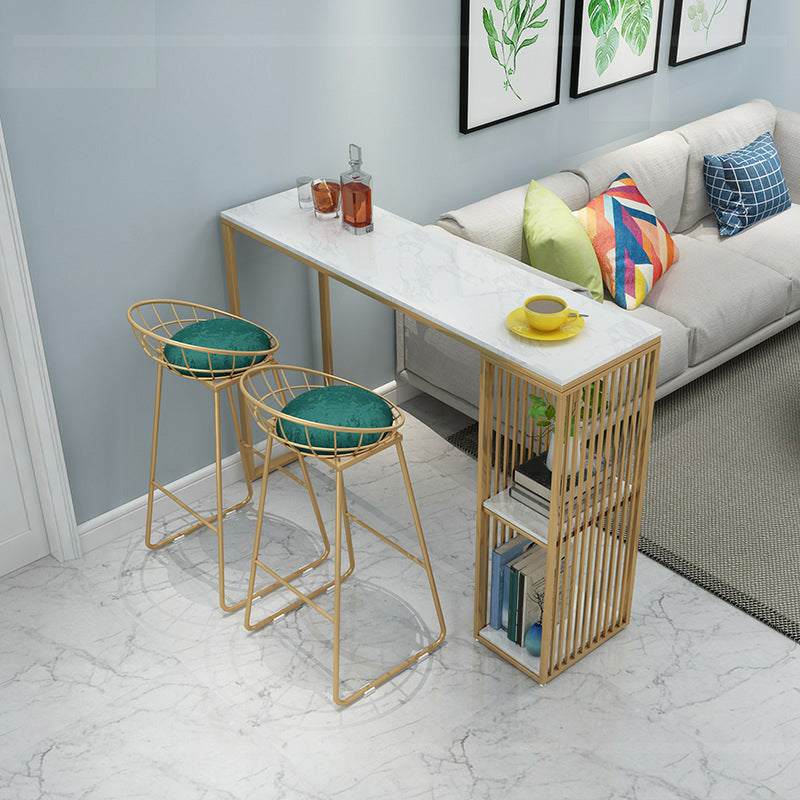 Glam Style Rectangle Bar Table 1/2/3 Pieces Faux Marble Counter Table