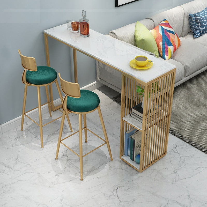 Glam Style Rectangle Bar Table 1/2/3 Pieces Faux Marble Counter Table