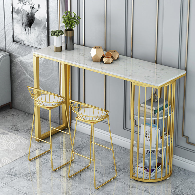 White and Gold Pub Table Set 1/2/3 Pieces Modern Indoor Table and Stools