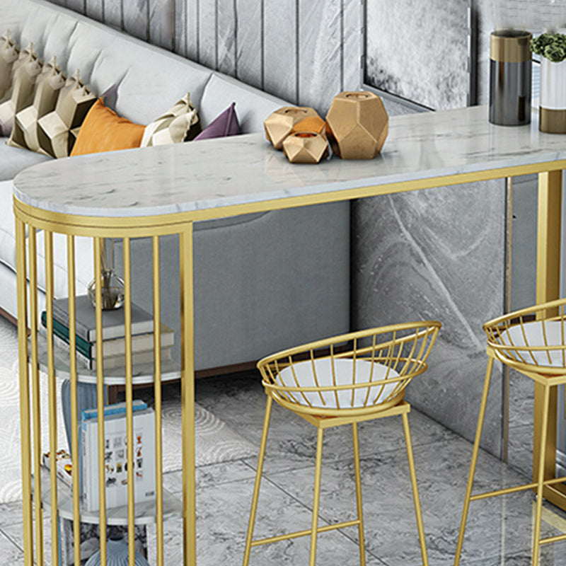 White and Gold Pub Table Set 1/2/3 Pieces Modern Indoor Table and Stools