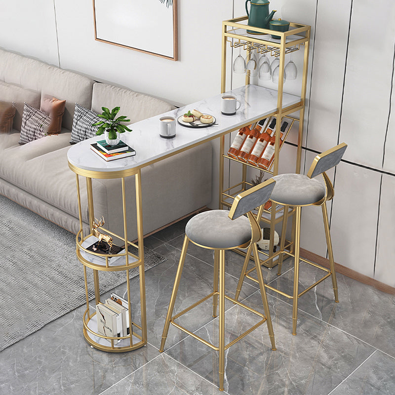 Free Form Bar Set 1/2/3 Pcs Stone and Iron Bar Table with Armless Bar Stools