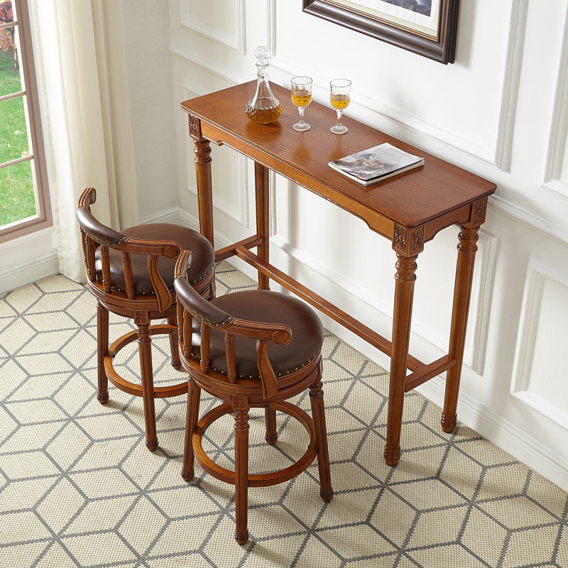 Modern Style Bar Table 1/3 Pieces Brown Colour Solid Wood Counter Table