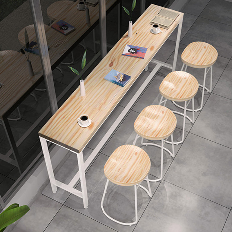 Contemporary Rectangular Bar Set 1/2/4 Pcs Solid Wood Counter and Bar Stools