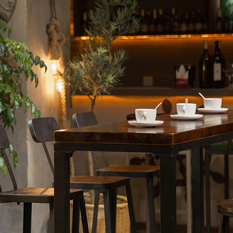 Industrial Rectangle Bar Stool and Table Set 1/2/7 Pieces Indoor Wood Pub Dining Set