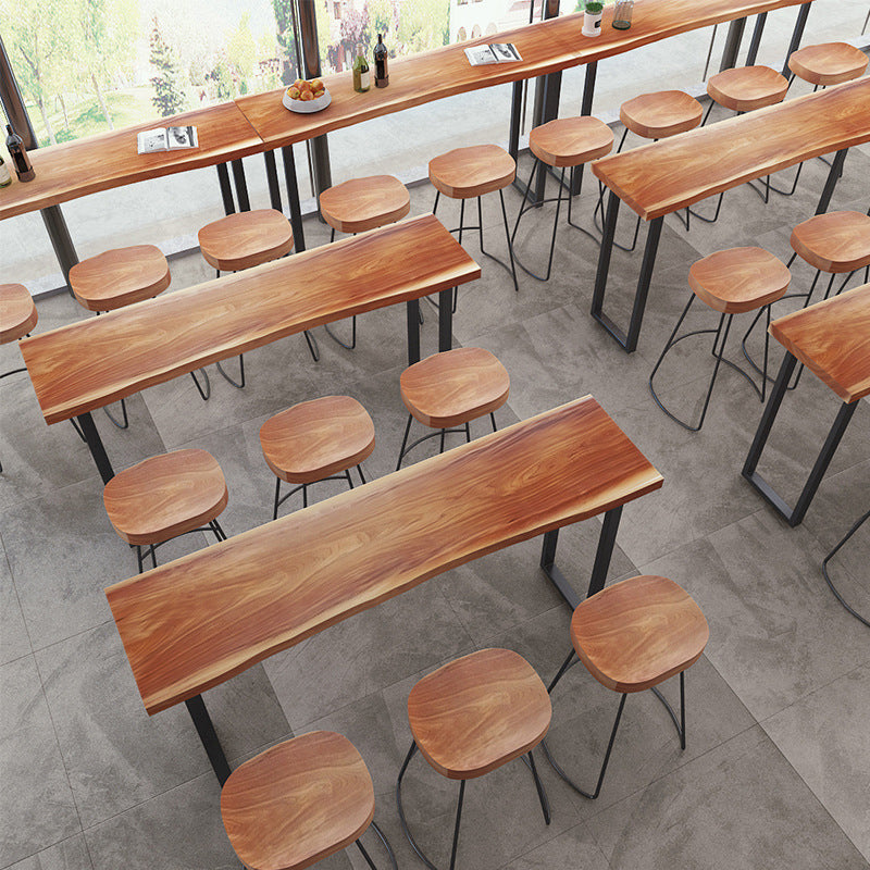 Industrial Solid Wood Bar Table Set 1/2/4/7 Pieces Counter Table with Backless Stools