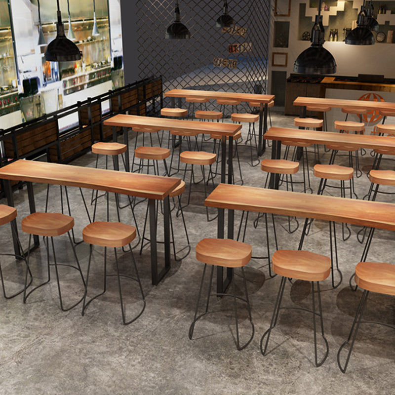 Industrial Solid Wood Bar Table Set 1/2/4/7 Pieces Counter Table with Backless Stools