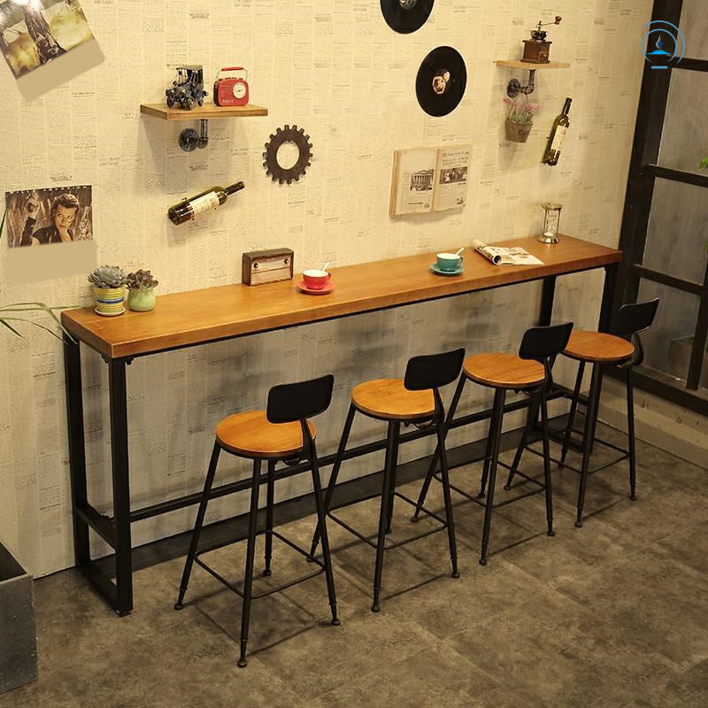 Industrial Wood Bar Table Set 1/5/9 Pieces Rectangle Counter Table