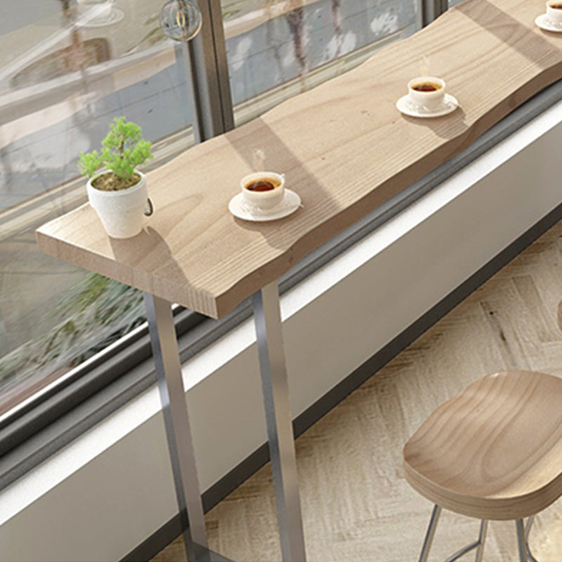 Luxurious Rectangle Solid Wood Bar Table Set 1/5 Pieces Counter Table with Backless Stools