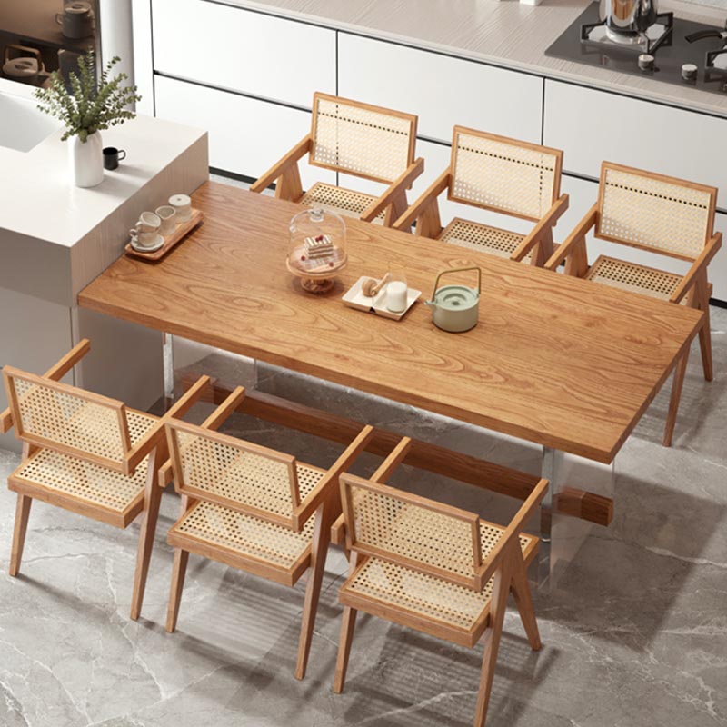 Rectangle 1/2/5/7 Pieces Dining Set Acrylic Base Dining Furniture in Natural