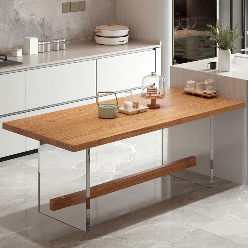 Rectangle 1/2/5/7 Pieces Dining Set Acrylic Base Dining Furniture in Natural