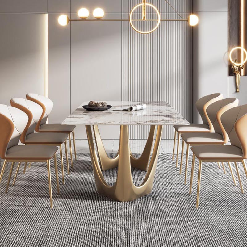 Designer Style Sintered Stone Top Dining Table Set Rectangular 1/4/5/7 Pieces Dining Set